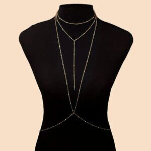 Gold Layered Chest Body Chain Jewelry